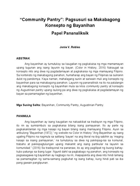 (DOC) PAPEL PANANALIKSIK .